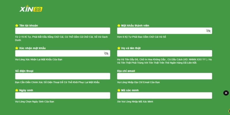 Hướng dẫn đăng ký tham gia xin88